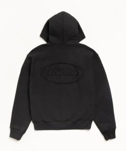 CURSIVE APPLIQUE ZIP HOODIE