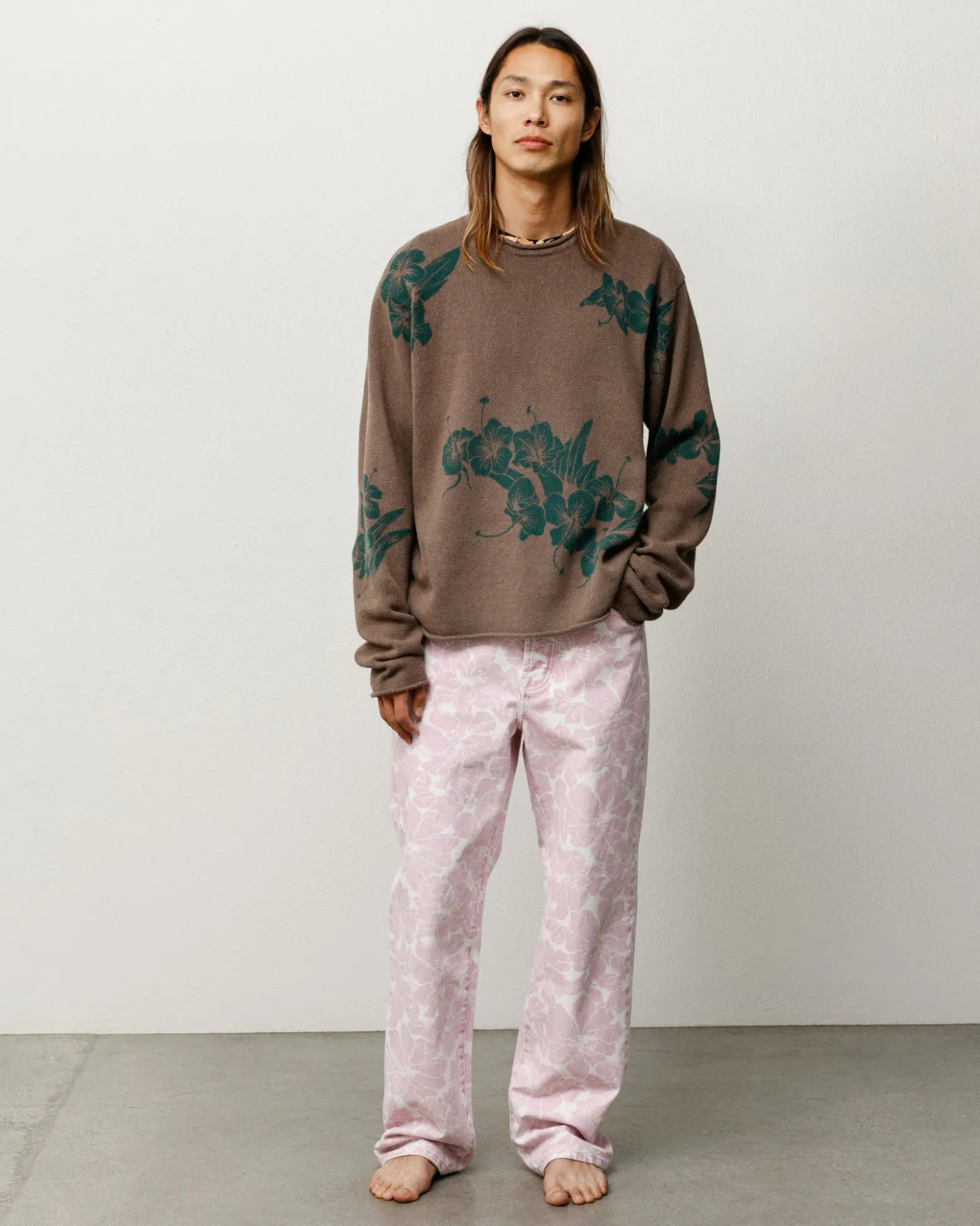 FLORAL ROLL NECK SWEATER