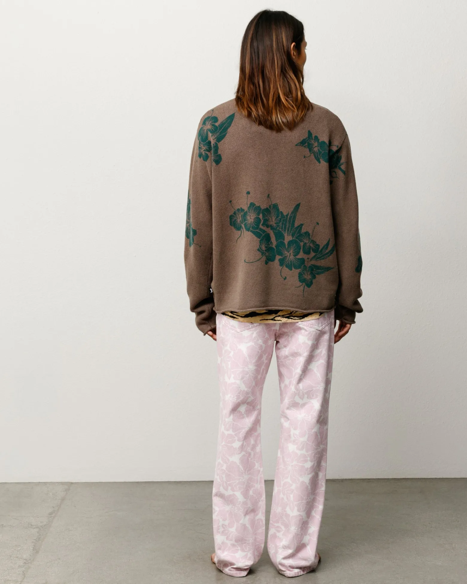 FLORAL ROLL NECK SWEATER