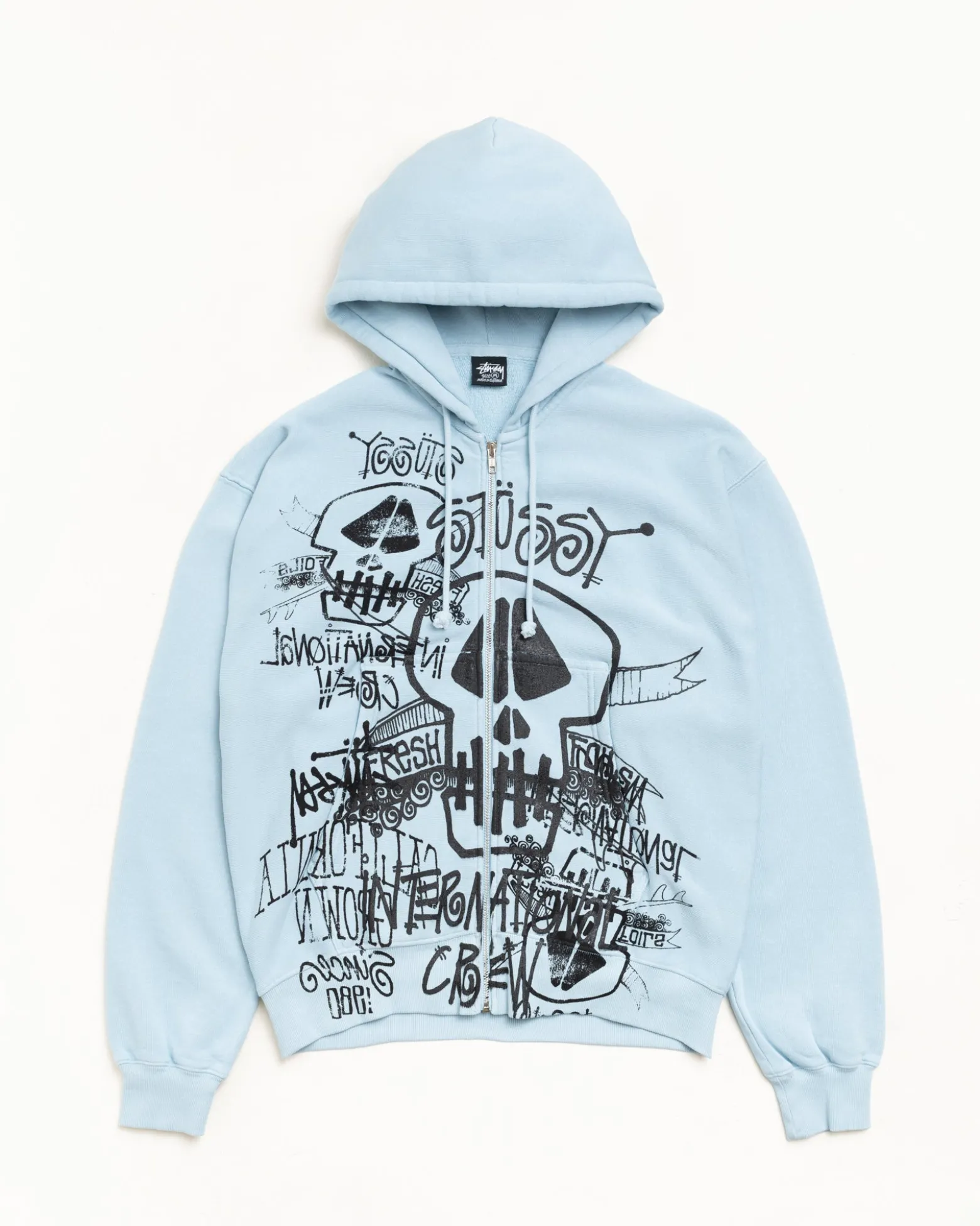 SKULLS ZIP HOODIE PIGMENT DYED