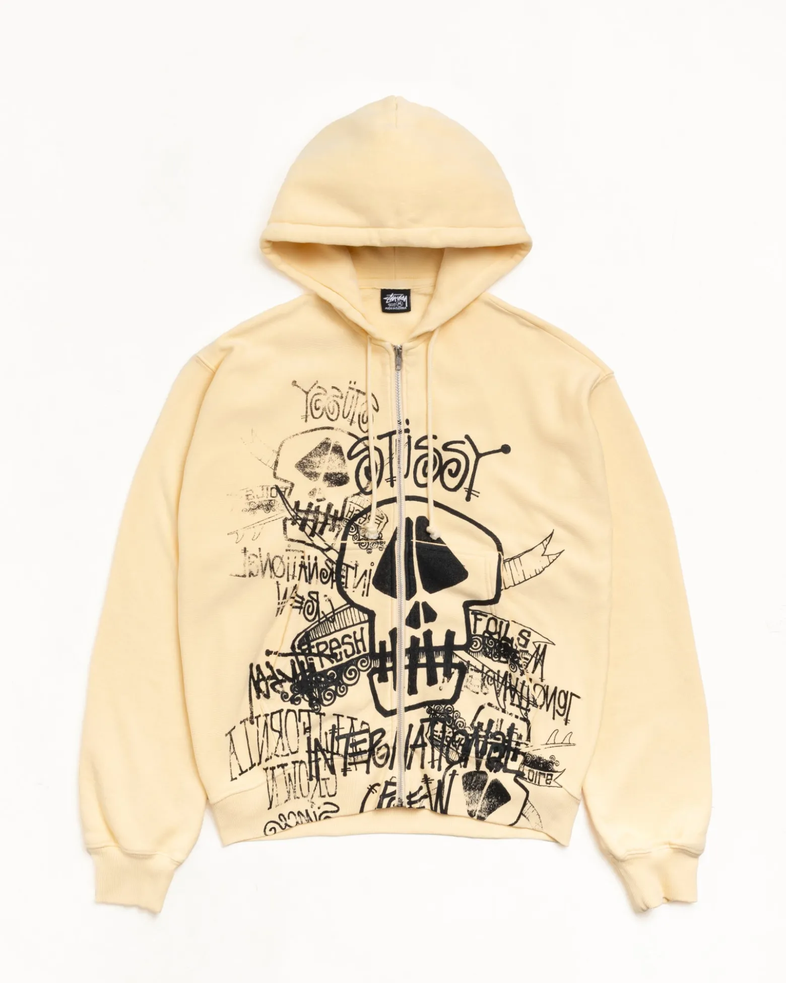 SKULLS ZIP HOODIE PIGMENT DYED