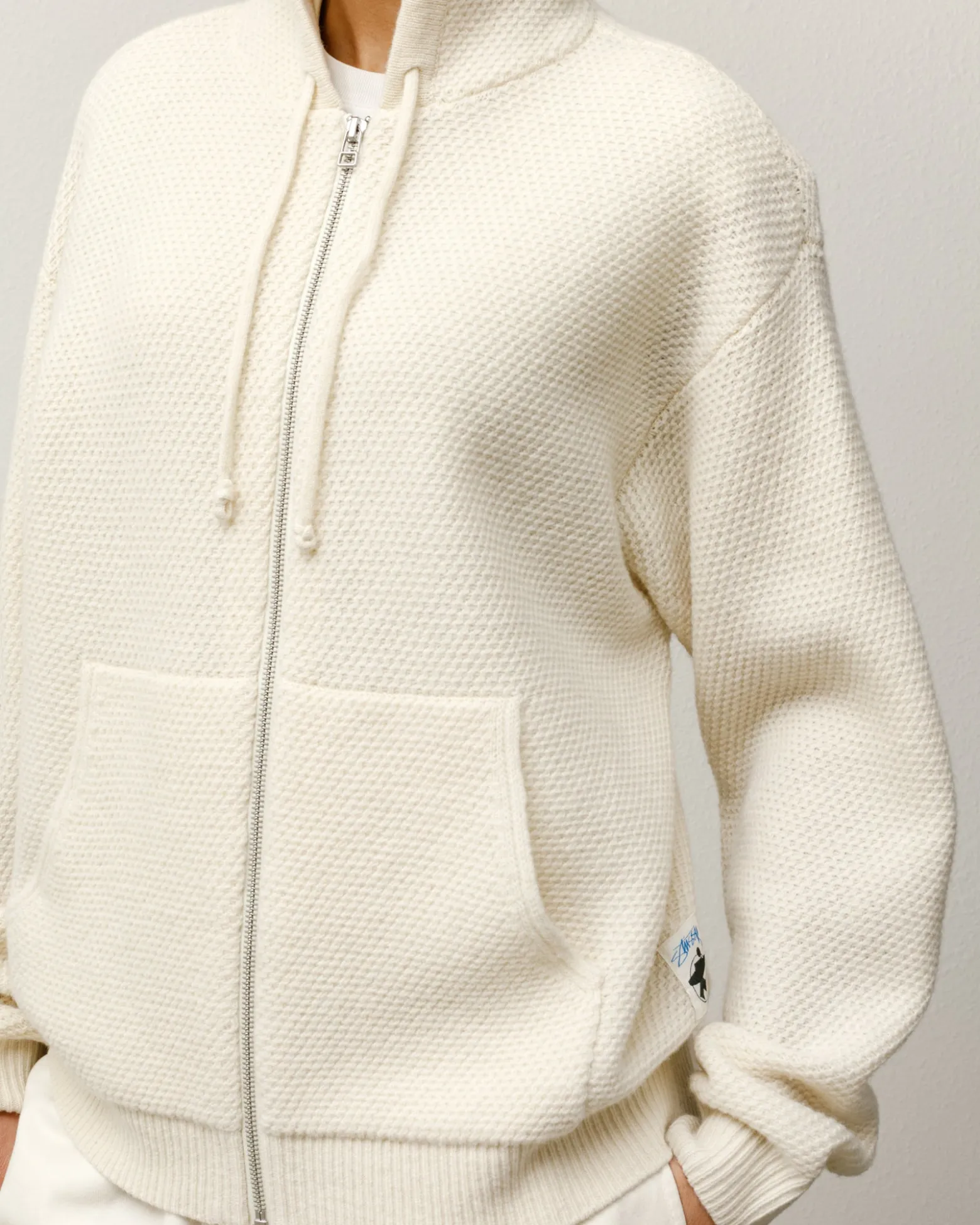 TEXTURED ZIP HOODED SWEATER