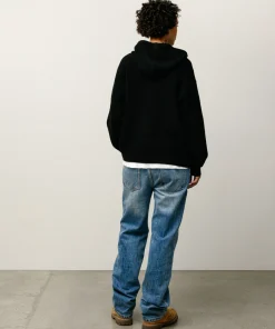 TEXTURED ZIP HOODED SWEATER