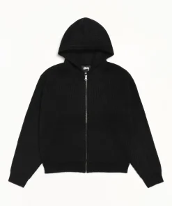 WAFFLE CASHMERE ZIP HOOD SWEATER