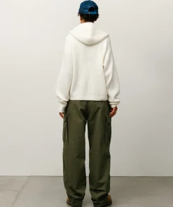 WAFFLE CASHMERE ZIP HOOD SWEATER