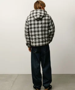 ZIP HOODED PLAID SHIRT