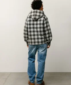 ZIP HOODED PLAID SHIRT