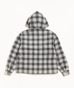 ZIP HOODED PLAID SHIRT