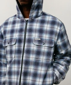 ZIP HOODED PLAID SHIRT