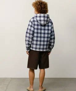 ZIP HOODED PLAID SHIRT