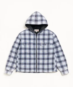 ZIP HOODED PLAID SHIRT